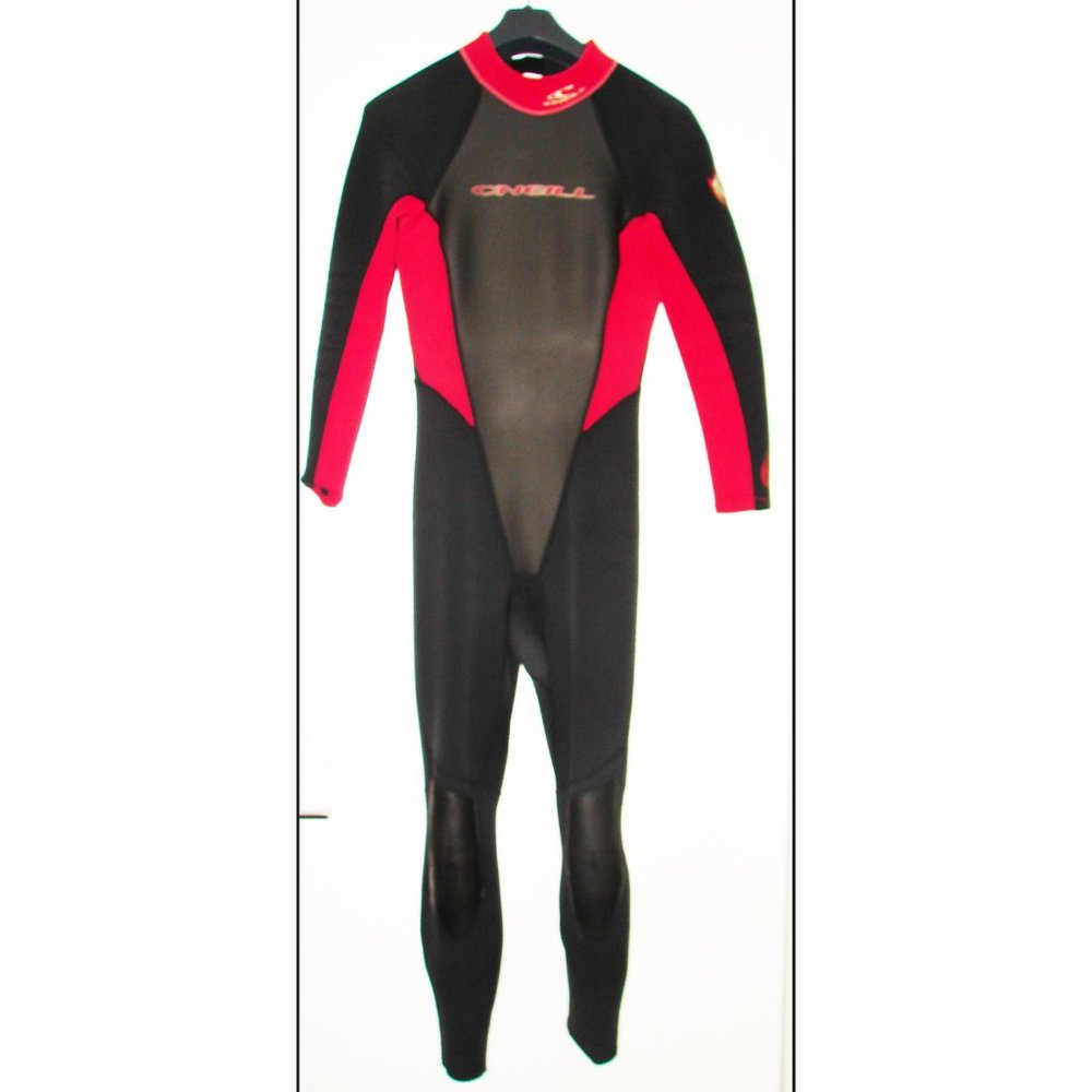 O'Neill Reactor 3/2mm Women Full Wetsuit Black/Red Surfing Scuba Diving LIKE NEW